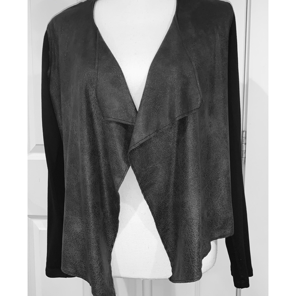 Velvet brand black faux leather/cotton shirt